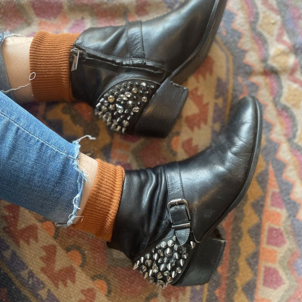 Vintage Leather, Studded ankle boots.